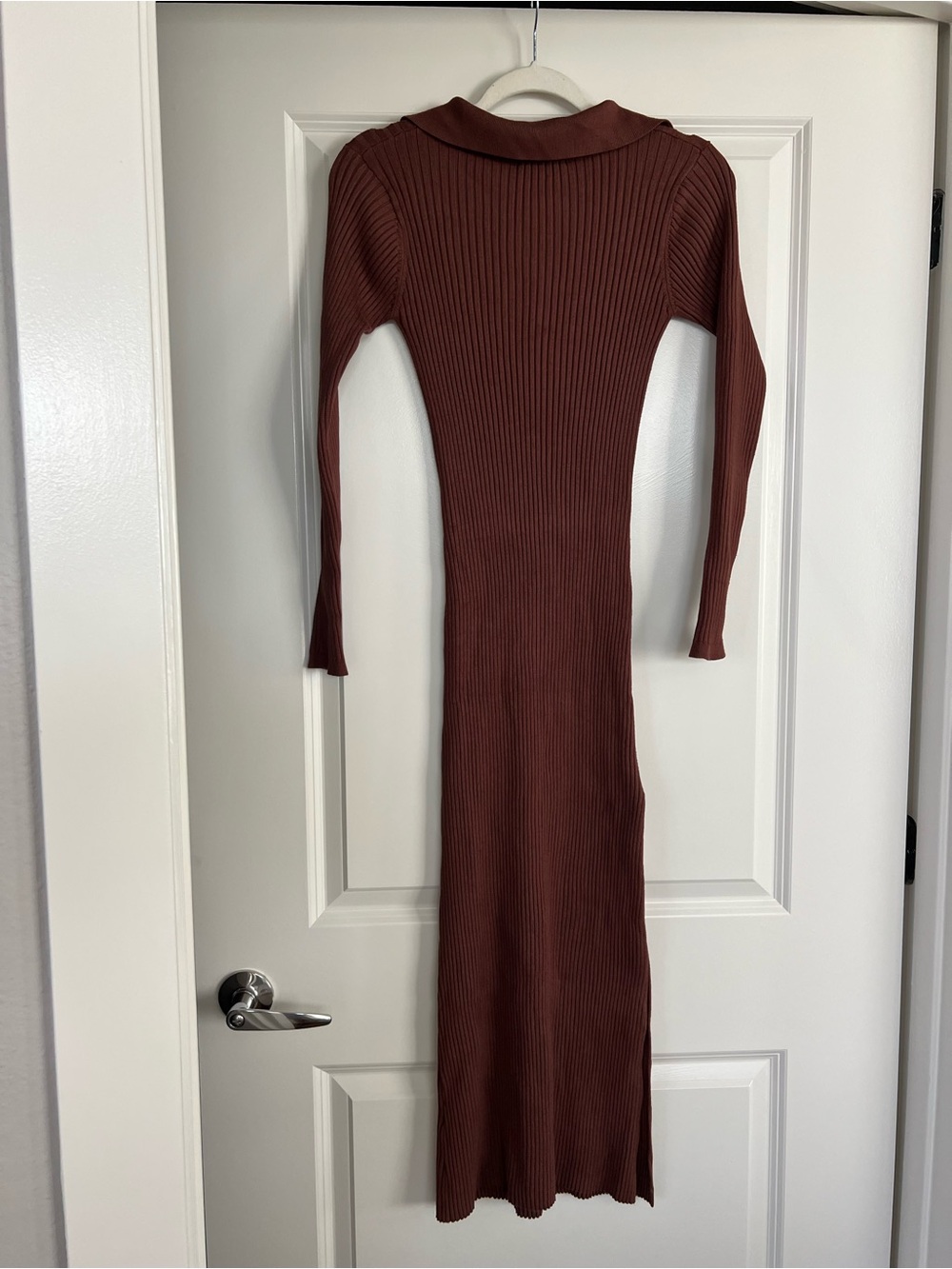 Dissh - Ribbed Long-Sleeve Midi Dress in Brown - Picture 6 of 6